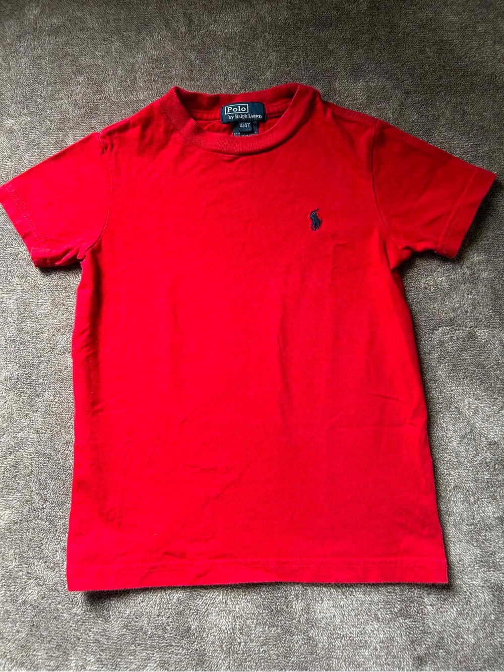 Polo Ralph Lauren Red Crewneck Tee T Shirt Navy Pony Logo Size 4T Toddler Casual
